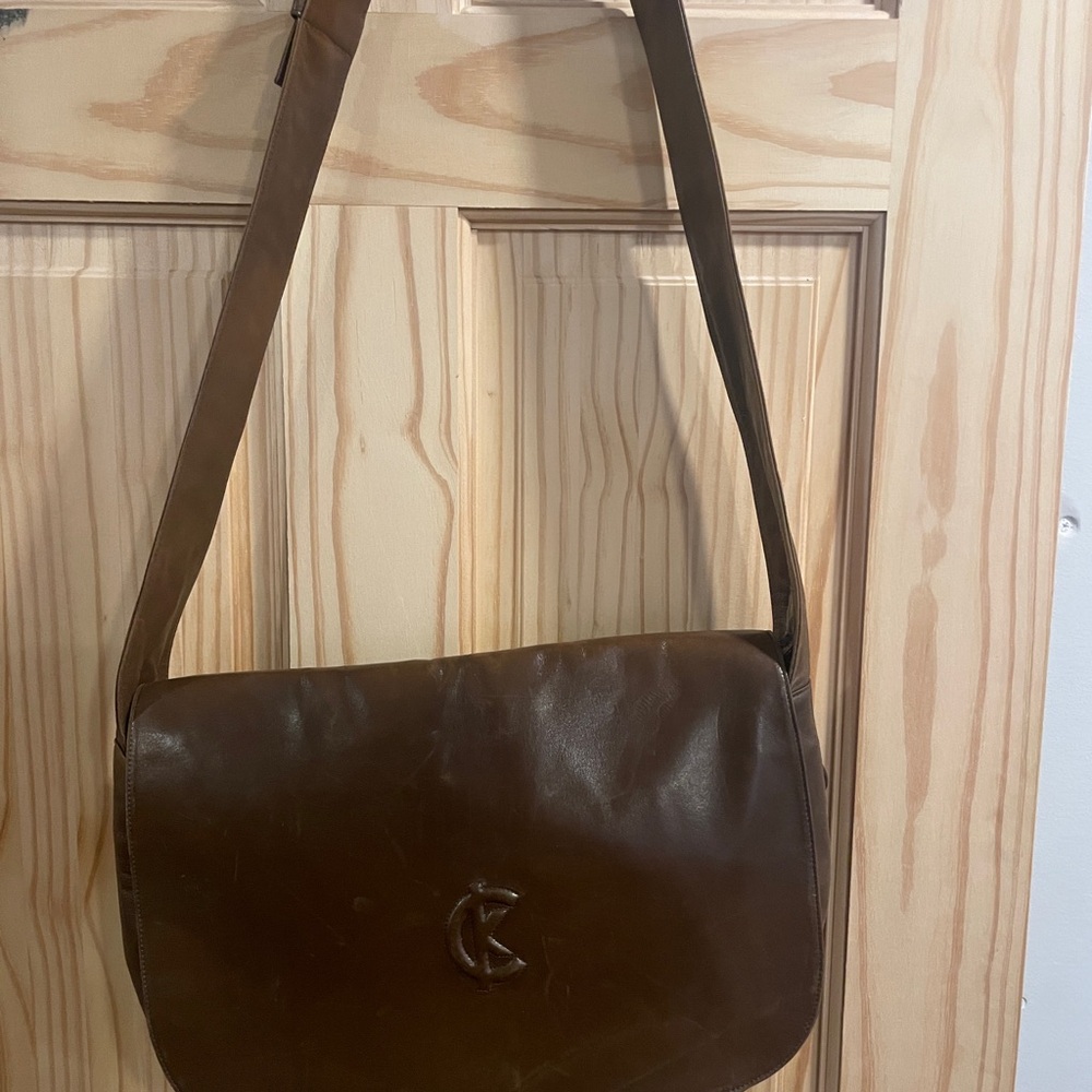 Calvin Klein Brown Leather Hobo Bag